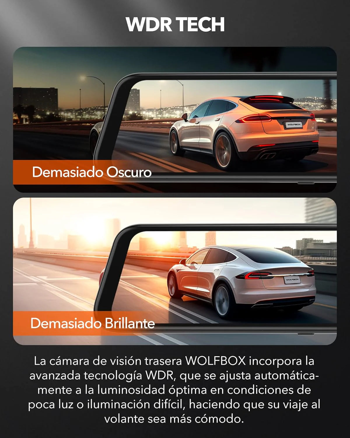 RETROVISOR INTELIGENTE CON CAMARAS FRONTAL Y TRASERA 4K