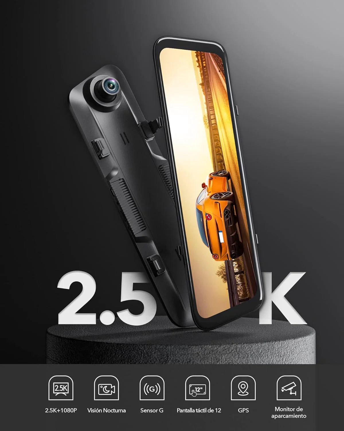 RETROVISOR INTELIGENTE CON CAMARAS FRONTAL Y TRASERA 4K