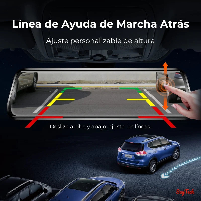 RETROVISOR INTELIGENTE CON CAMARAS FRONTAL Y TRASERA 4K