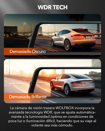 RETROVISOR INTELIGENTE CON CAMARAS FRONTAL Y TRASERA 4K